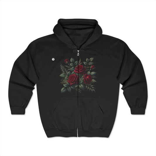 Dark Bloom Zip-Up Hoodie